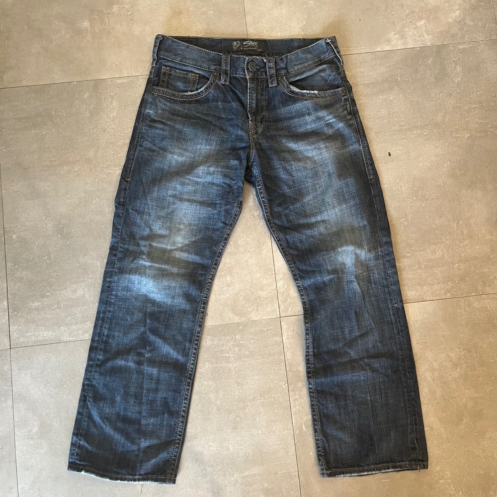 Silver Jeans Co Gordie Loose Fit Straight Leg Jeans Dark Wash W32 L30 M8456LD308